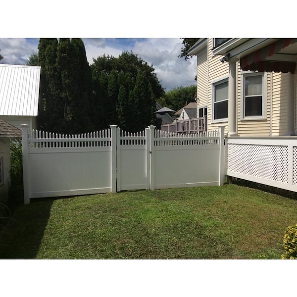 Weatherables Halifax 3.7 ft. W x 5 ft. H White Vinyl Privacy Fence Gate Kit