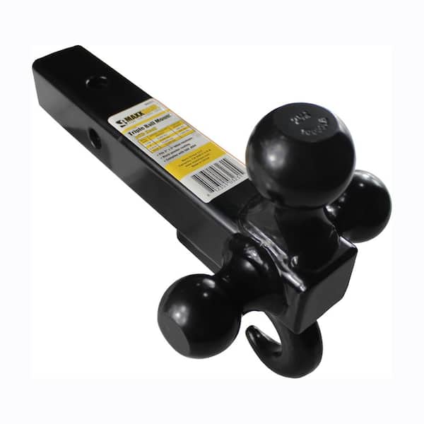 Triple Ball Mount with Hook Hollow Shank, Black with Pull Capacity up to 10000 lbs.