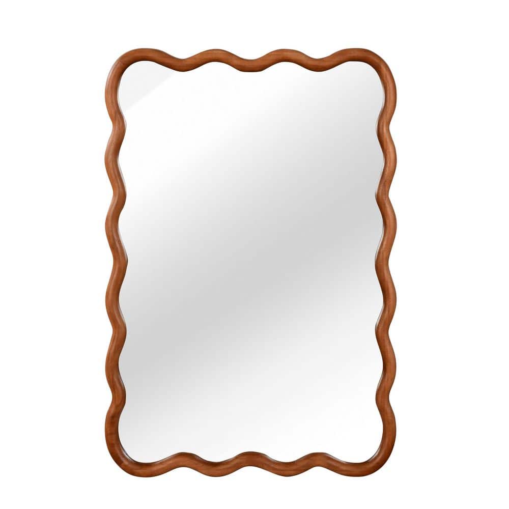 Yellow Brown 24 in. W x 36 in. H Wavy Rectangle Solid Wood Frame Decorative Mirror, For Bathroom, Living Room, Entryway price history on PriceWatchPro