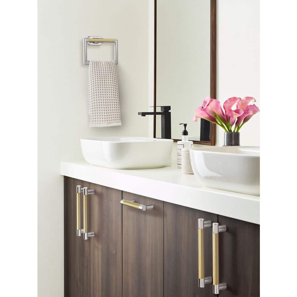 Polished Nickel and Golden Champagne Wall Mounted Towel Ring