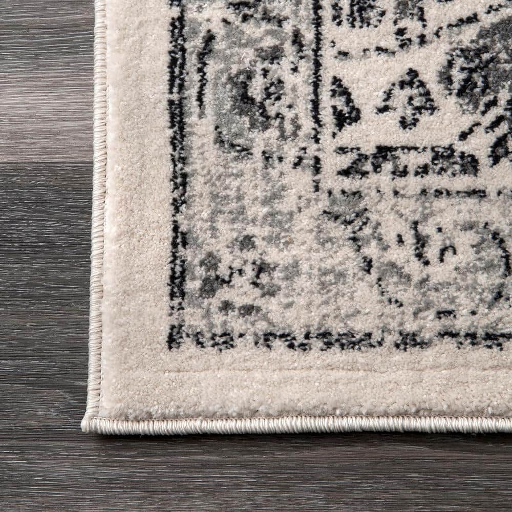 Gray 6' x 9' Synthetic Stain-Resistant Area Rug