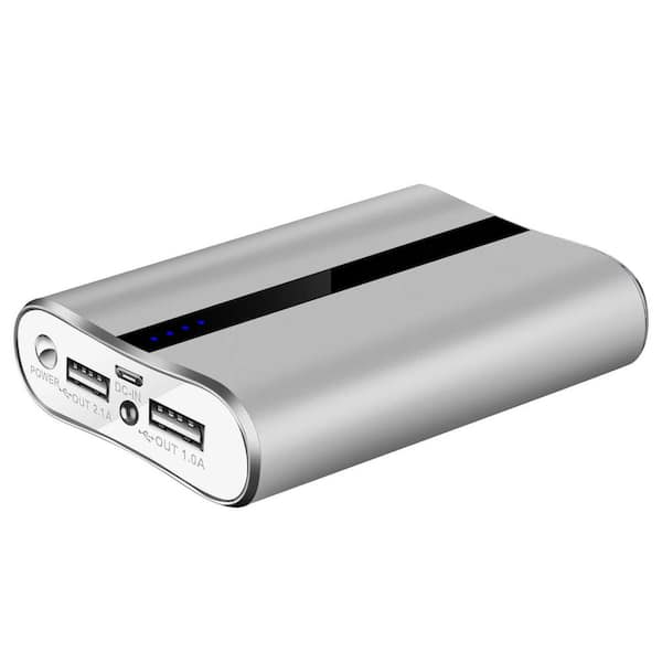 phyfalip 12000mAh Silver Portable Charger with Dual USB Ports 3.1A Output Power Bank Ultra-Compact External Battery Pack