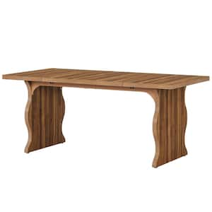 Halseey Brown Rectangular Wood Kitchen 63 in. Pedestal Dining Table Large Dinner Table Dining Room Desk for 4-6