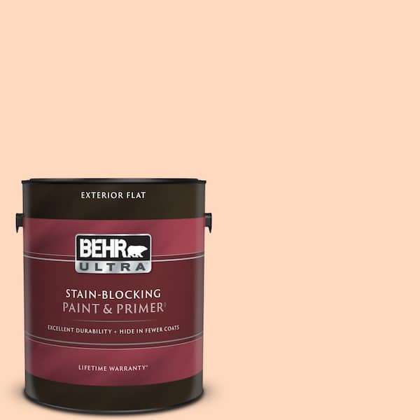 BEHR ULTRA 1 gal. #240A-2 Sunkissed Peach Flat Exterior Paint & Primer