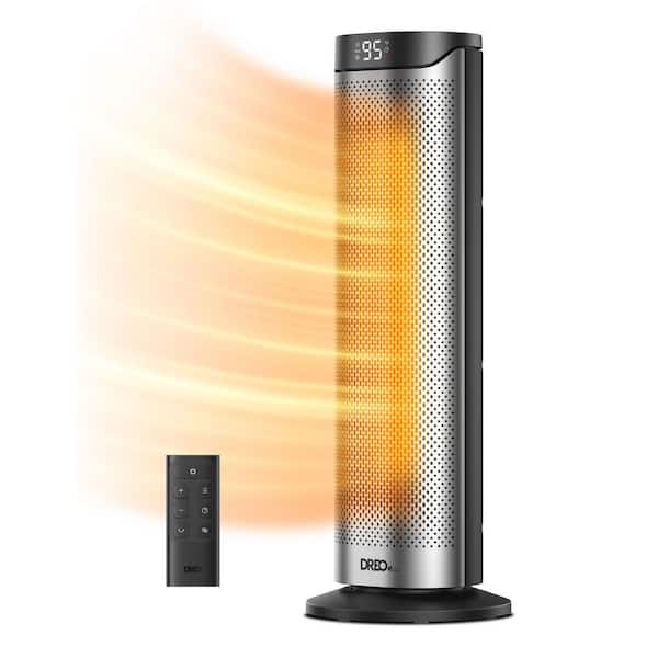 1500W 23 in. Portable Indoor Ceramic Convection Electric Space Heater, 70° Osc w/Remote, 3-Heat Levels in Black