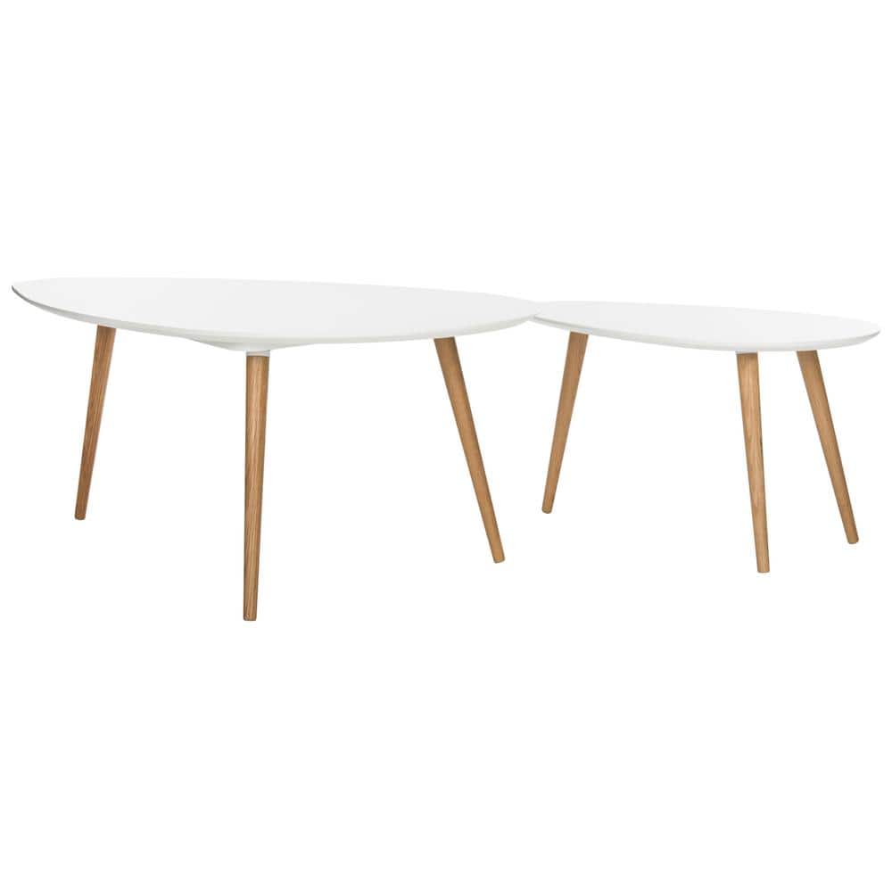 White and Natural Oak Split Coffee Table Set