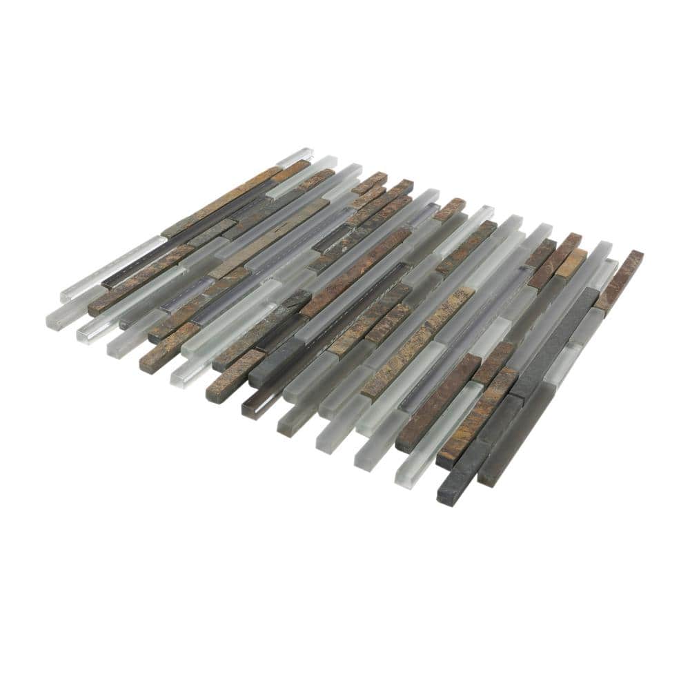 Waterfall Gray and Beige Glass Stone Mosaic Tile 12x12