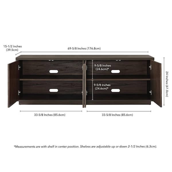 Meyer&Cross Bourne 69.625 in. Brown Oak TV Stand Fits TV's Up to
