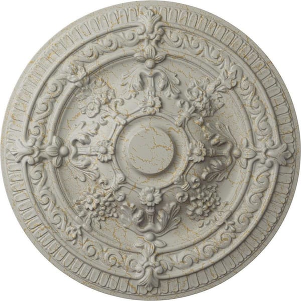 Ekena Millwork 26 in. x 3 in. Vincent Urethane Ceiling (Fits Canopies up to 6 in.), Pot of Cream Crackle