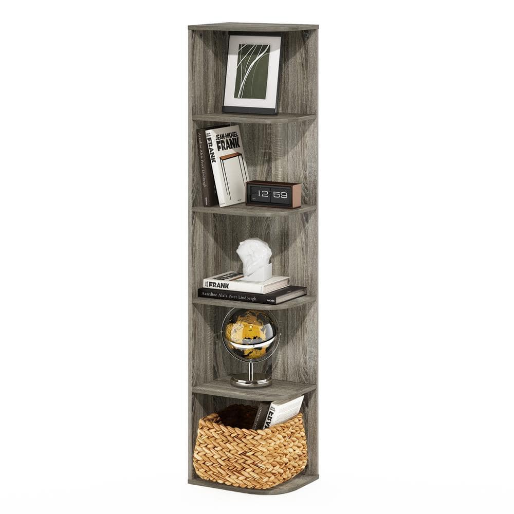 French Oak 5-Tier Corner Wood Bookcase