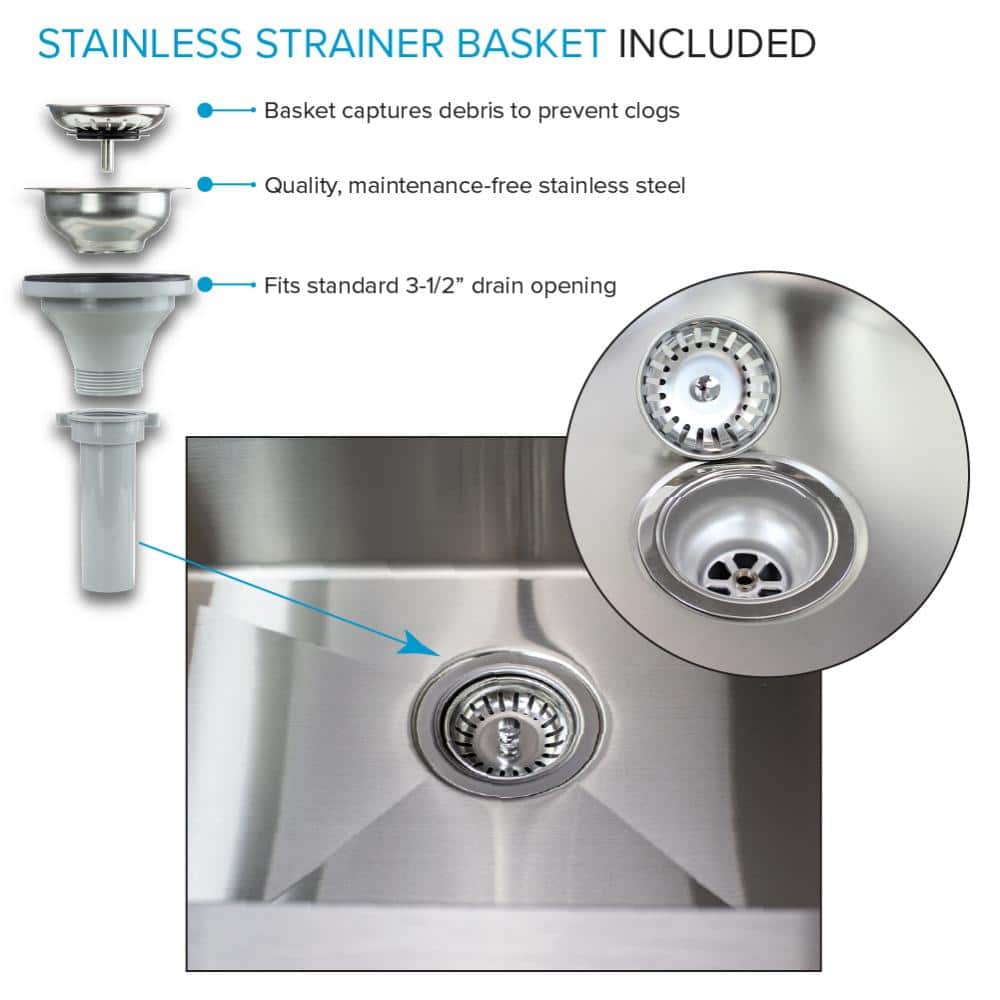 Brushed Satin Stainless Steel Farmhouse Laundry Sink with Wash Stand