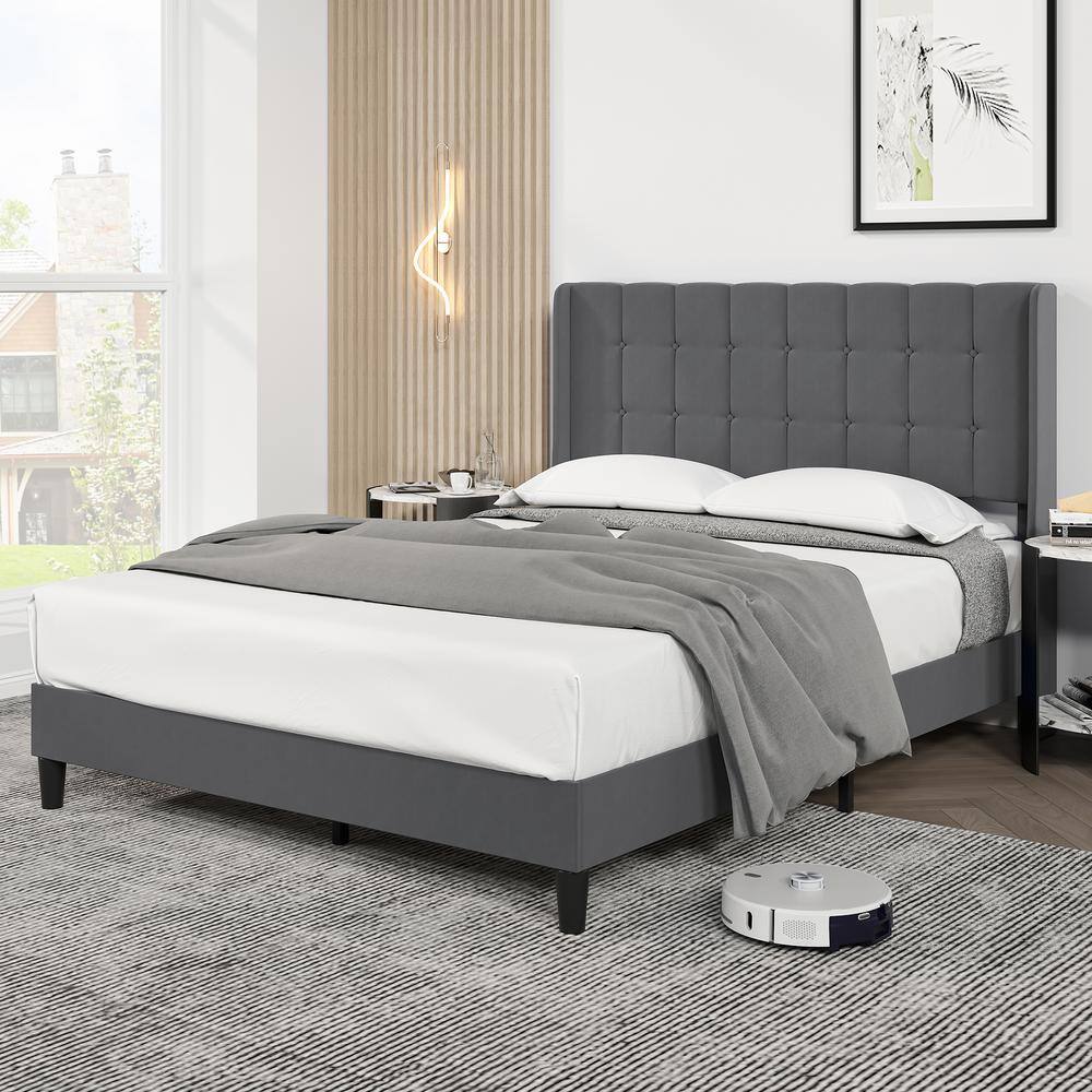 Andmakers Grey Metal Frame Full Platform Bed Ih-0wp5xw3e - The Home Depot