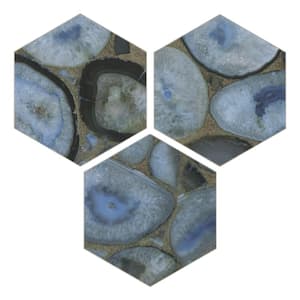 Hexagon Marble 6 in. x 7 in. Agata Blue Peel and Stick Backsplash Stone Composite Wall Tile (45-Tiles, 9.9 sq. ft.)