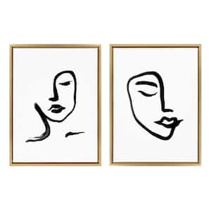 Sylvie Woman Face Art and Face Line Print 24 in. x 18 in. by Viola Kreczmer Framed Canvas Wall Art