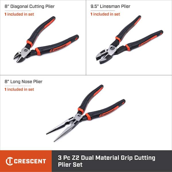Z2 Mixed Dual Material High Leverage Plier Set (3-Piece)