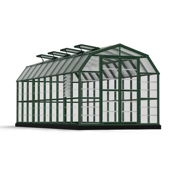 CANOPIA by PALRAM Prestige 8 ft. 8 in. x 20 ft. 11 in. Green/Clear Barn Style DIY Greenhouse Kit with Professional Accessory Package