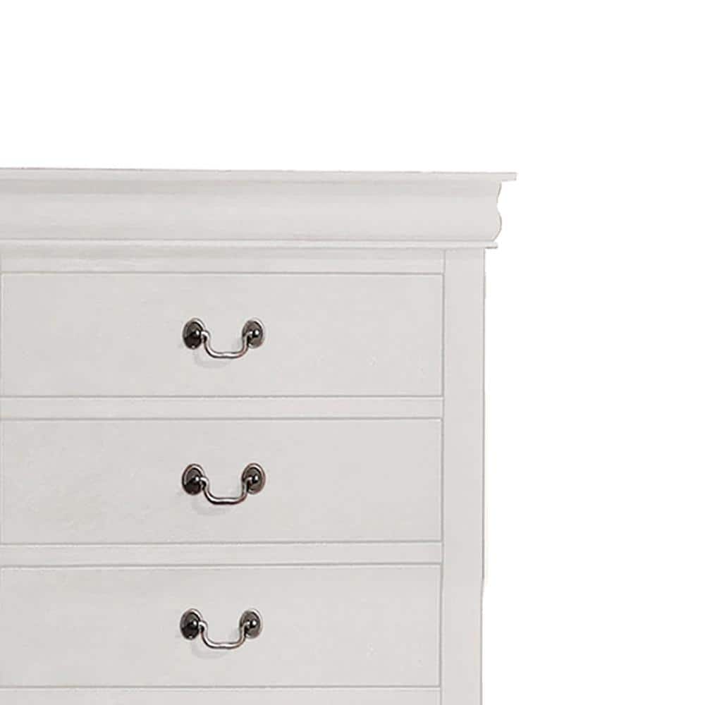 White 5-Drawer Chest with Brushed Nickel Hardware