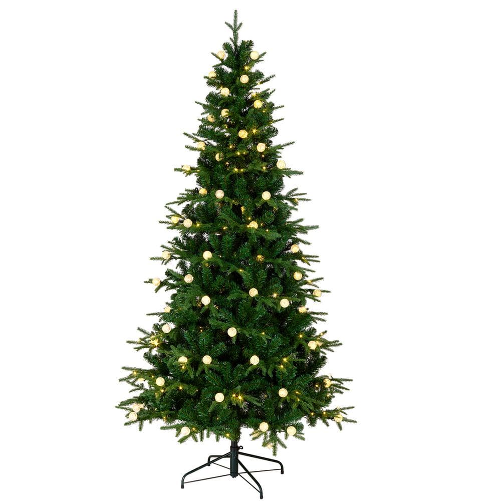 7-Foot Green Slim Artificial Christmas Tree with Multi-Color LED Lights