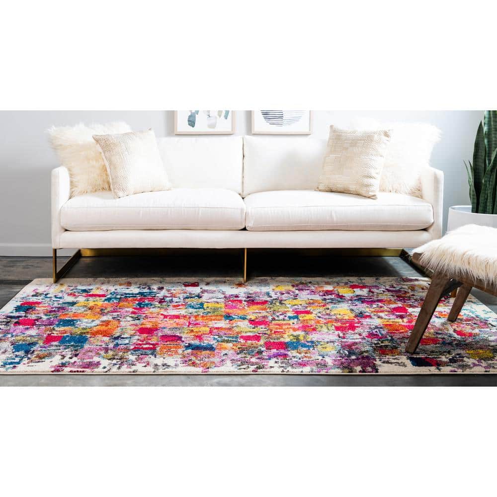 Vibrant Estrella Abstract Blue 3'3" x 5'3" Synthetic Indoor Rug