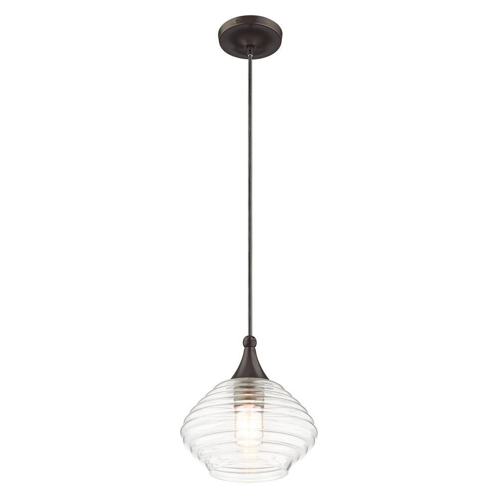 English Bronze Mini Globe Pendant with Clear Glass Shade