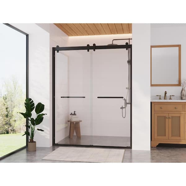 DEERVALLEY 60 in. W x 76 in. H Double Sliding Framed Shower Door in Silver with 3/8 in. (10 mm) Clear Glass