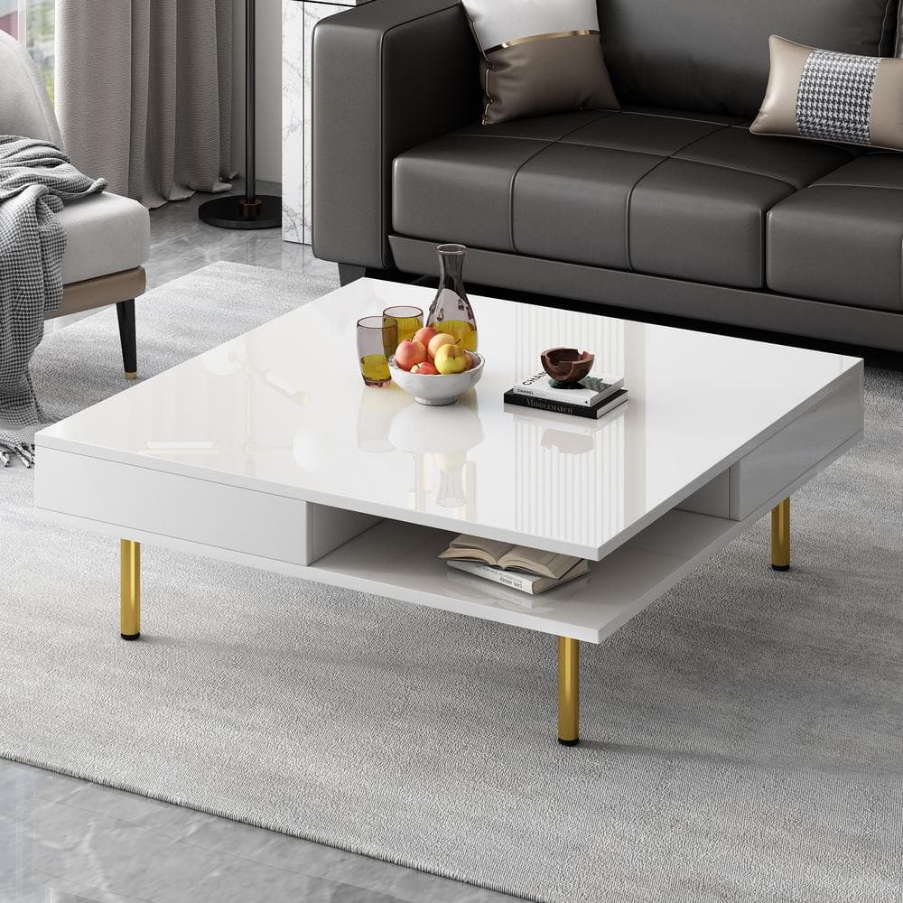Harper & Bright Designs White 33.4 in. Exquisite High Gloss