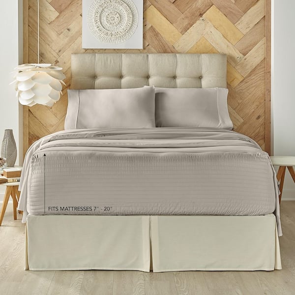 Royal Fit Grey Cotton King Adjustable Bed Sheet Set 2692044KSPS - The Home  Depot