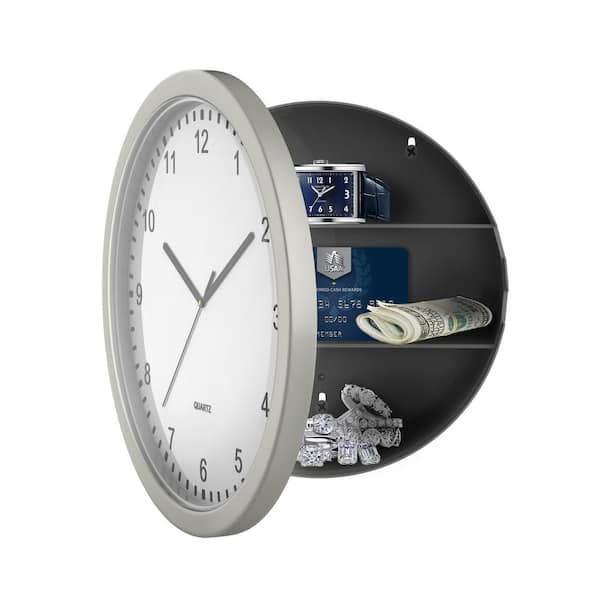 Stalwart 0.8 cu. ft. Wall Clock with Hidden Safe, Silver 82-4985 - The Home  Depot