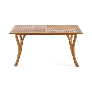 J TEAK Table Teak Finish 59 in. Rectangular Solid Wood Outdoor