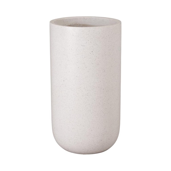 Emissary 16 in. L x 29.5 in. H White Terrazzo Round Planter