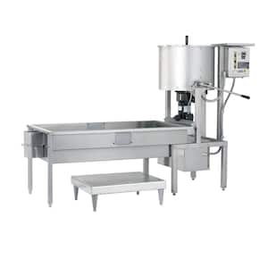 CMD100 Cooker and Coater on 6 ft. Table with Blower Right Hand Operation: 8520 W 1600 oz. Silver Hot Air Popcorn Machine