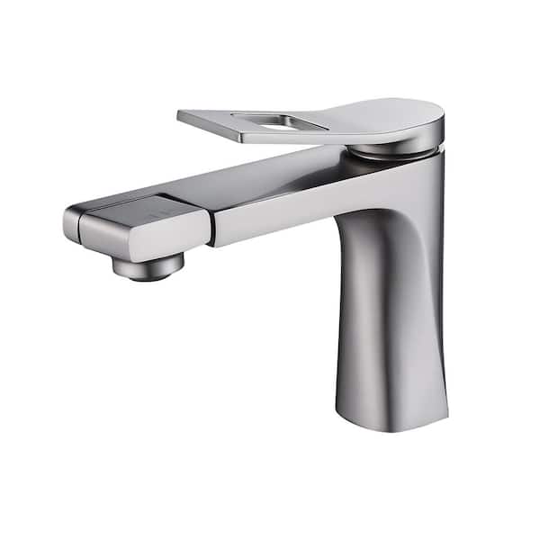 FURUISI Single Handle Single Hole Bathroom Faucet with Supply Lines and Spot Resistant in Brushed Nickel