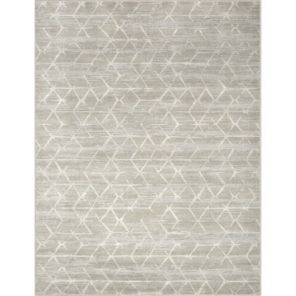 Beige 7 ft. 7 in. x 9 ft. 10 in. Abstract Kintsugi Modern Geometric Flat-Weave Area Rug