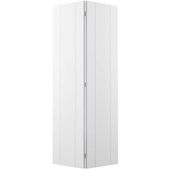 Smart Pro 2U 36" x 79.375" Solid Composite Core Polar White Finished Wood Bifold Door with Hardware