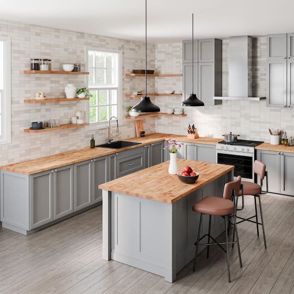 Unfinished Birch 6 ft. L x 39 in. D x 1.5 in. T Butcher Block Island Countertop