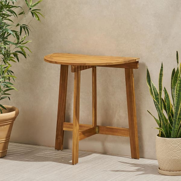 30.75 in.L x 18.00 in. W x 30.00 in.H Half Round Acacia Wood Outdoor Bistro Table for Patios Backyards Porches Natural XY65324.00 The Home Depot