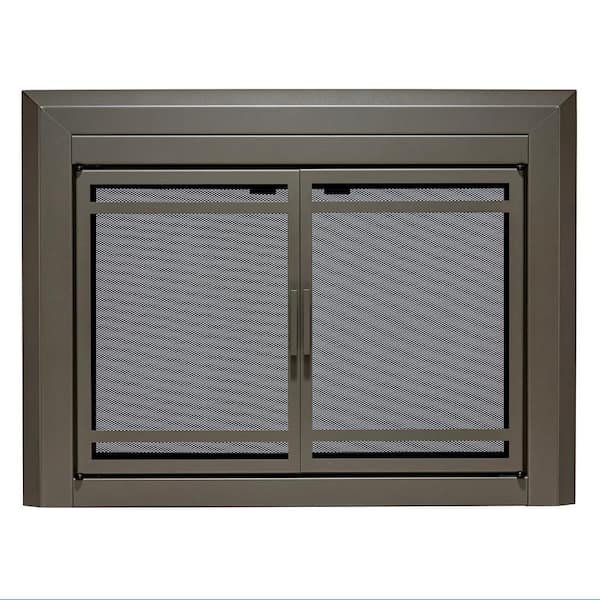 UniFlame Uniflame Medium Kendall Gunmetal Cabinet-style Fireplace Doors with Smoke Tempered Glass