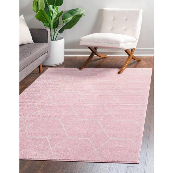 Trellis Frieze Light Pink/Ivory 8 ft. x 11 ft. Geometric Area Rug