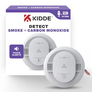 10-Year Hardwired Combination Smoke and Carbon Monoxide Detector with Interconnected Alarm LED Lights and Voice Alerts