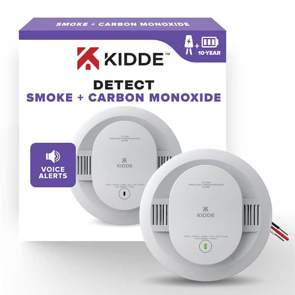 Kidde 10-Year Hardwired Combination Smoke and Carbon Monoxide Detector with Interconnected Alarm LED Lights and Voice Alerts
