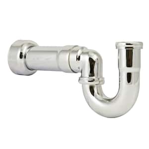 1-1/2" Brass New England Style P-Trap with High Box Flange, Polished Nickel