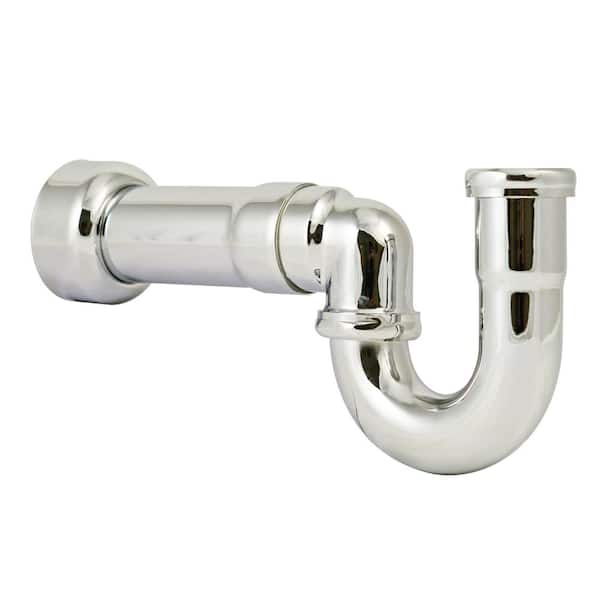 Westbrass 1-1/2" Brass New England Style P-Trap with High Box Flange, Polished Nickel
