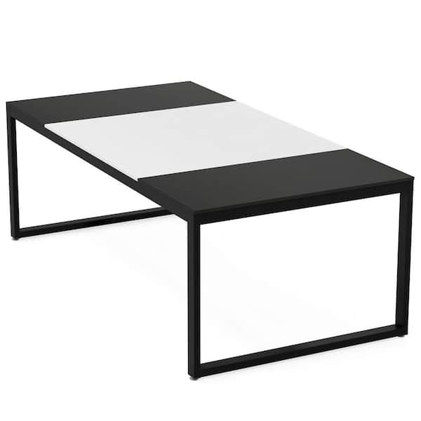 Tribesigns Cassey 70.86 in. Rectangular Black/White Engineered Wood and Metal Computer Desk Conference Table Meeting Seminar Table