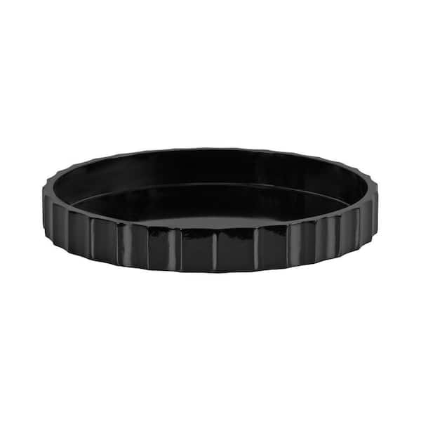 Lissi Black Round 16 in. Wood Decorative Tray