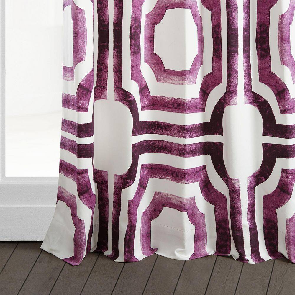 Mecca Pink Geometric Cotton Room Darkening Curtain Panel