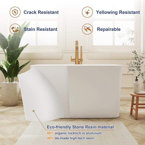 SJ STAR&JANE Zora 47 in. x 28 in. Solid Surface Freestanding