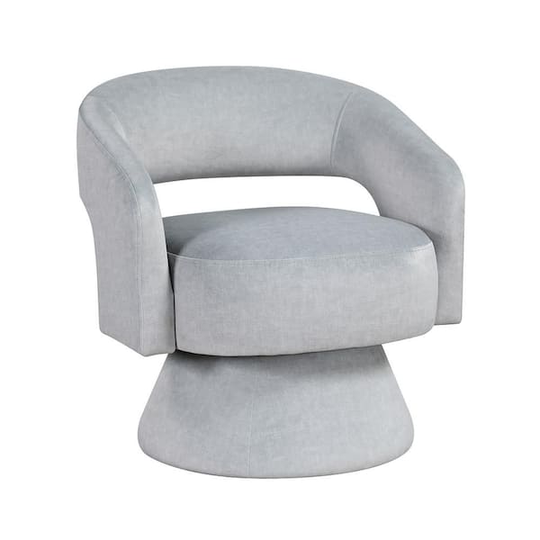Laurie Gray Velvet Upholstery Swivel Arm Chair