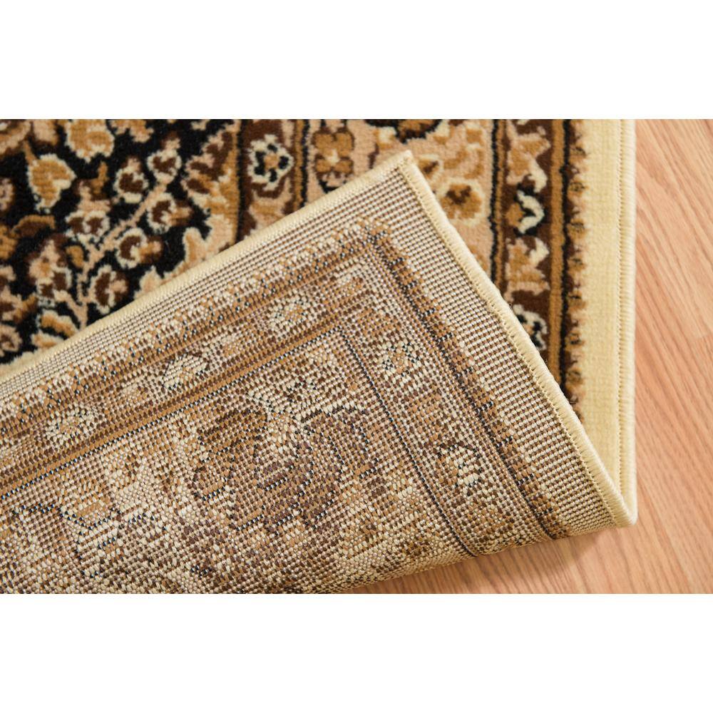 Ivory and Brown Synthetic Rectangular 5' x 7' Area Rug