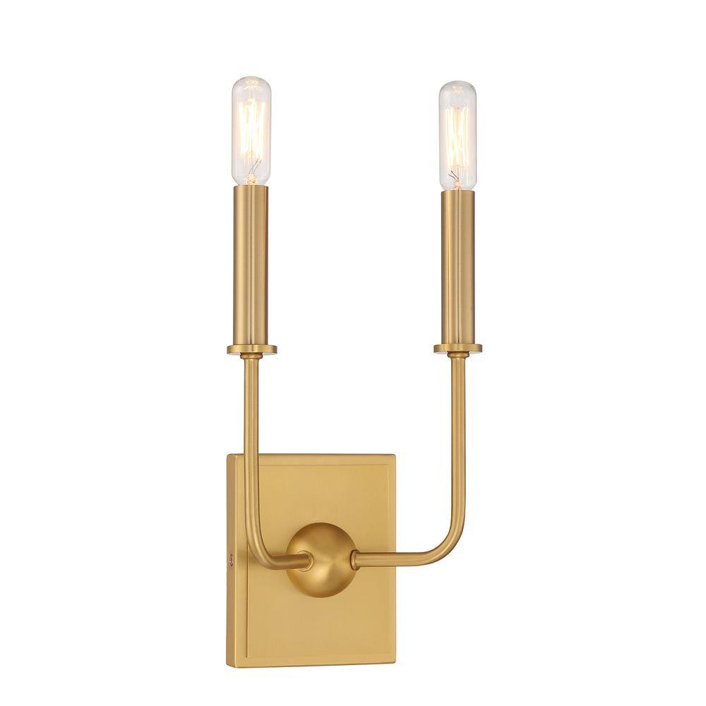Warm Brass 2-Light Dimmable Wall Sconce
