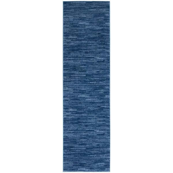 Essentials 2 ft. x 10 ft. Navy Blue Kitchen Runner Solid Contemporary Indoor/Outdoor Patio Area Rug